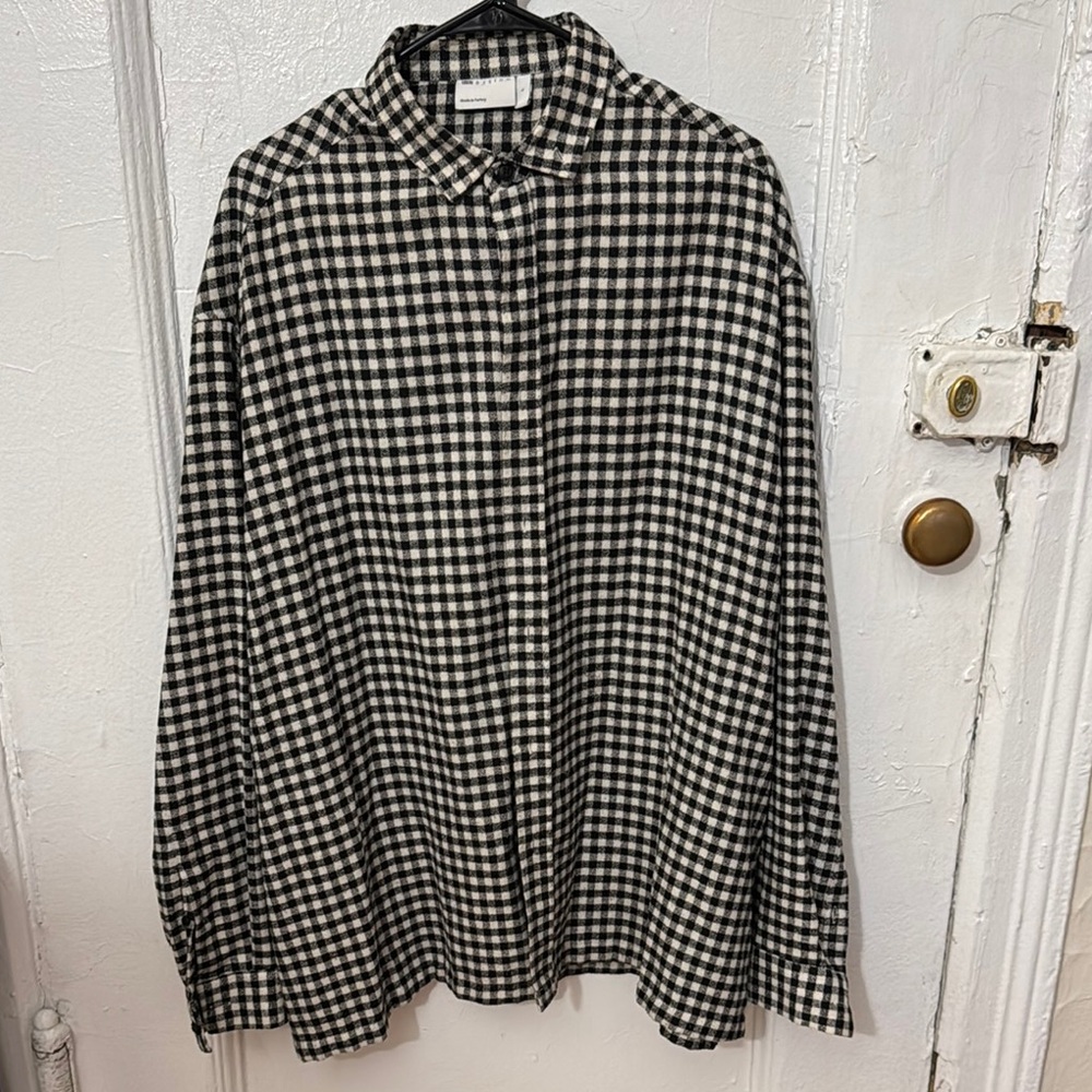 ASOS Black and White Checkered Long Sleeve Shirt